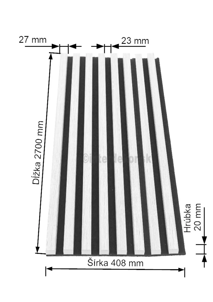 Lamelový obklad obdĺžnik dĺ. 2700mm Š / Svetlý dub