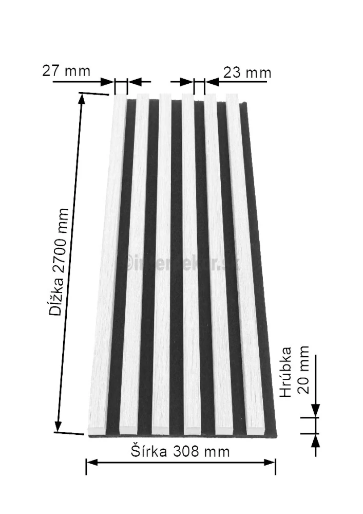 Lamelový obklad obdĺžnik dĺ. 2700mm Š / Svetlý dub